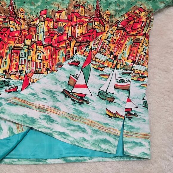 Coldwater Creek Blue with Sailboat Scene Button-Front Linen-Blend Jacket… - Picture 9 of 9